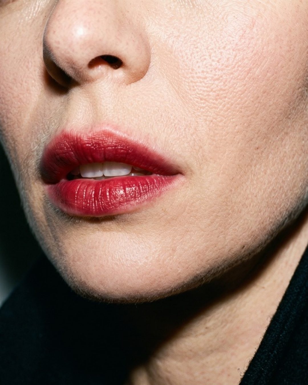 Lips in a soft, diffused red